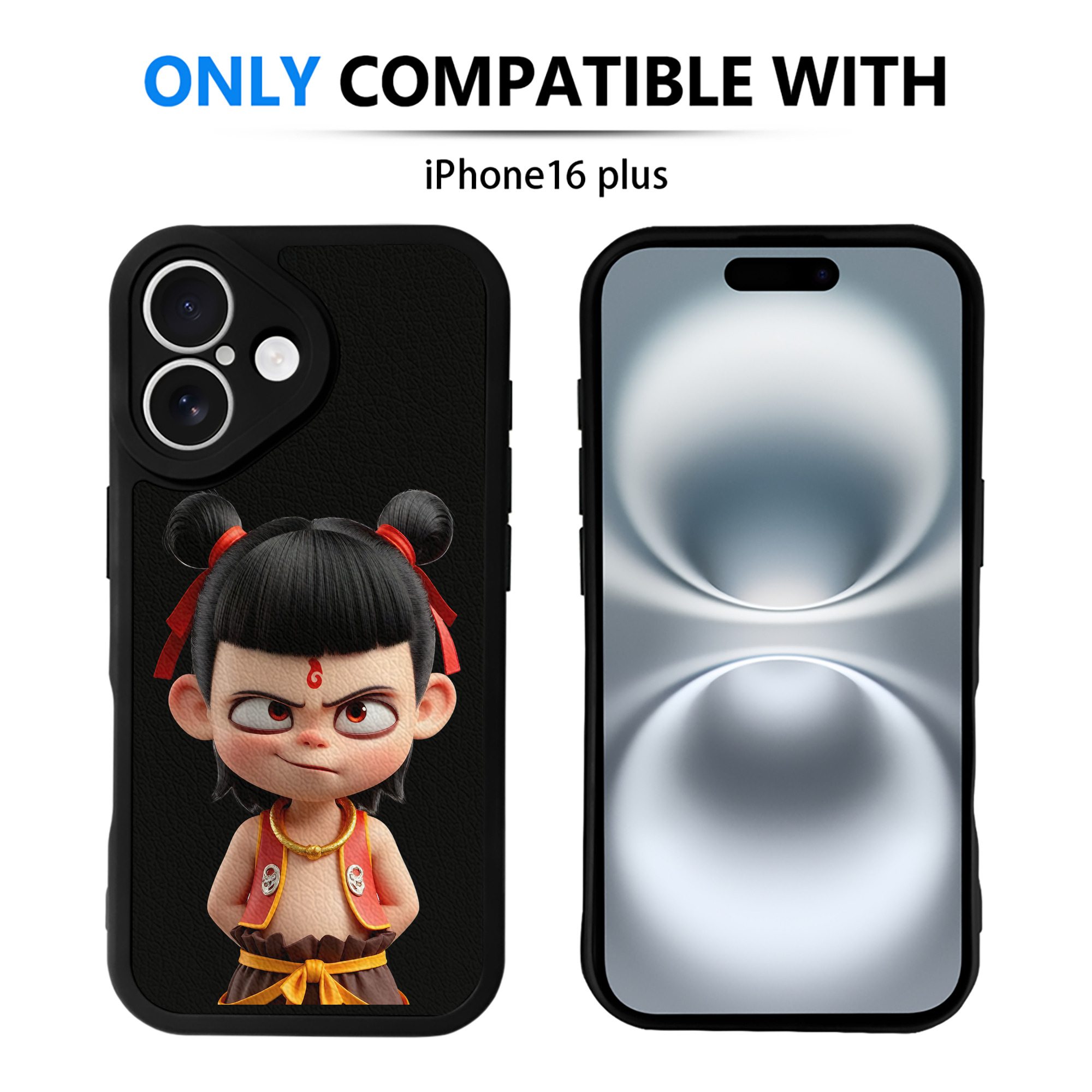 （画像用） Ne Zha 2 ナタ 魔童の大暴れ 【iPhone 16シリーズ対応】シリコンスマホケース（レザー調） 材質：シリコン